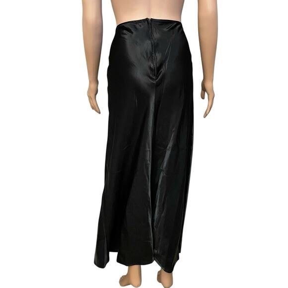 90s Morbid Threads Satin Maxi Skirt 13/14 Black Gothic Whimsigoth Grunge Party - Picture 4 of 9